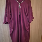 Short-sleeve blouse with gold zipper like new, size L