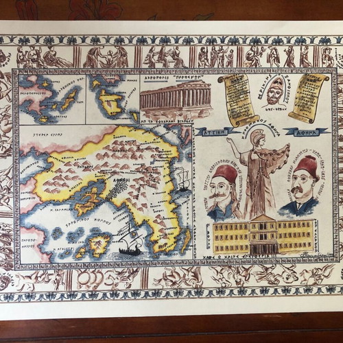 Anna Polioudaki lithographs new, set of 11 maps of Greece
