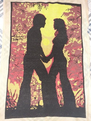 Embroidered textile painting without frame