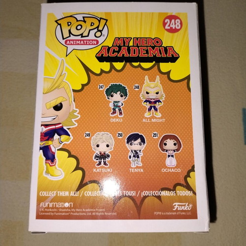 Funko Pop! All Might 248 2017 Funimation exclusive glow like new, authentic with minor damage