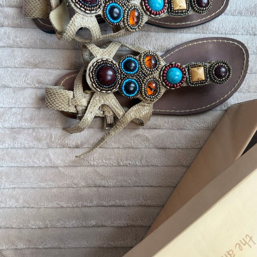 Exe sandals EU 38 with stones beige snake texture boho chic like new