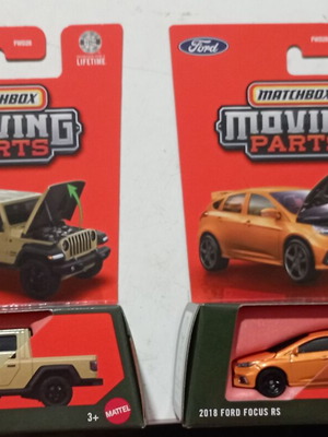 Matchbox Moving Parts μοντέλα αυτοκινήτων, σετ 2 με Ford Focus RS και Jeep Gladiator