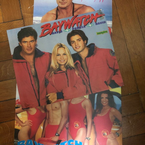 Baywatch vintage 90s posters used, pack of 3, Katerina magazine