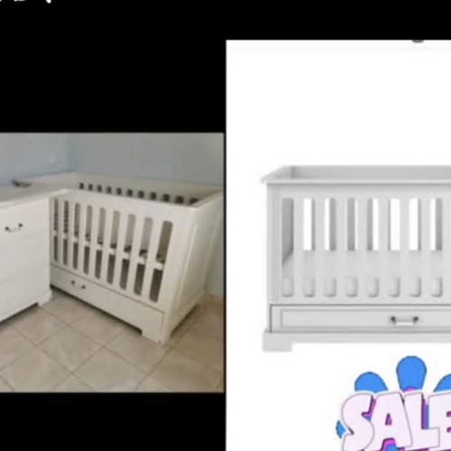 Bellamy Ines Elegant White Baby Room Set like new with mattress and changing table
