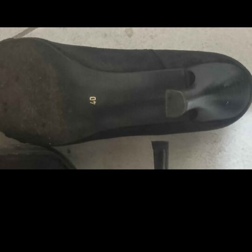 Stefania black suede buckle heels size 40 like new