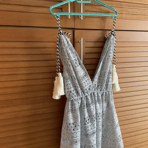 Boho Chic Crochet Beach Dress Cover-up Like New With Tassels