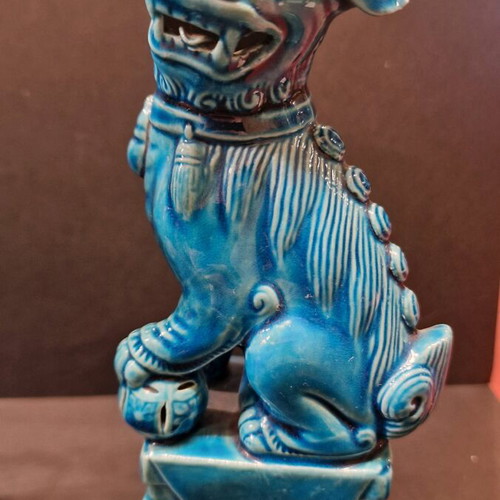 Chinese porcelain Foo dogs 20th century turquoise, like new