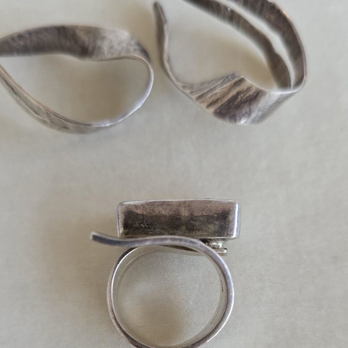 Silver 925 ring and earrings set, handmade by Greek designer