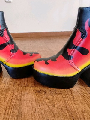 Naked Wolfe ankle boots with eccentric flame pattern, new