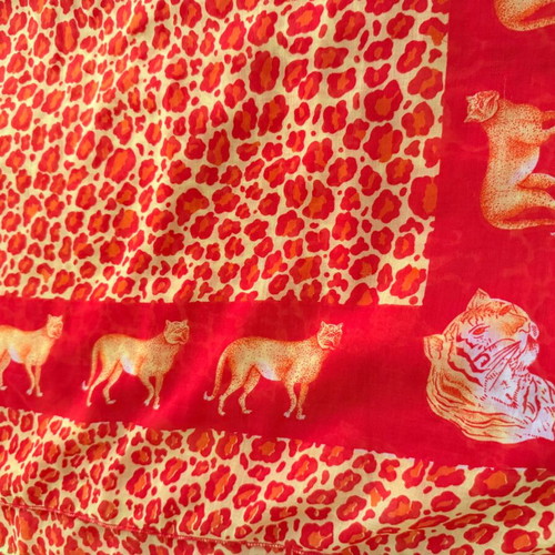 Transparent animal print pareo like new, orange and yellow
