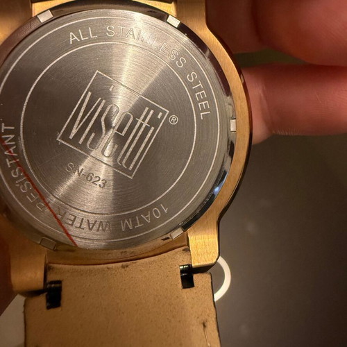 Visetti men's watch new with black strap and rose gold crown