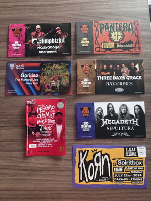 Concert tickets hard copies like new from Pantera, Megadeth, Limp Bizkit and more