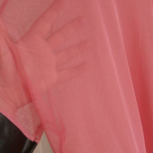 Tulle Sheer Blouse Dress like new, xxl-xxxl, pink with leather trims
