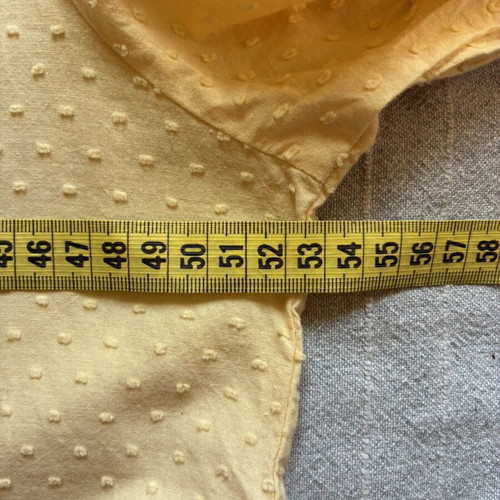 Butter Yellow Swiss Dot Puff Sleeve Smock Midi Dress, Size L, 100% Cotton, Pockets, Cottagecore