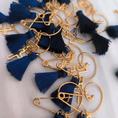 Baptism favors new, pack of 60 with blue tassel and metal cross