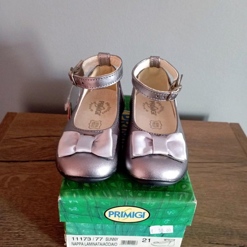 Leather children's ballerinas for girl -silver no.21