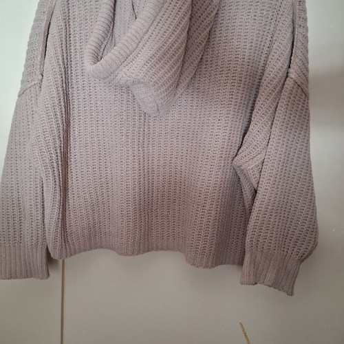 Knitted hoodie sweater used, beige, size S