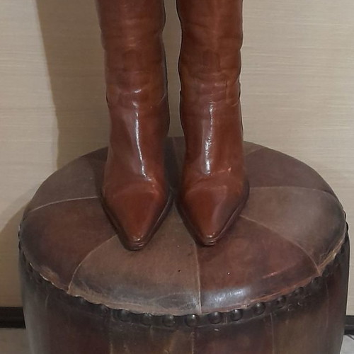 Western boots Italian like new genuine leather brown size 37