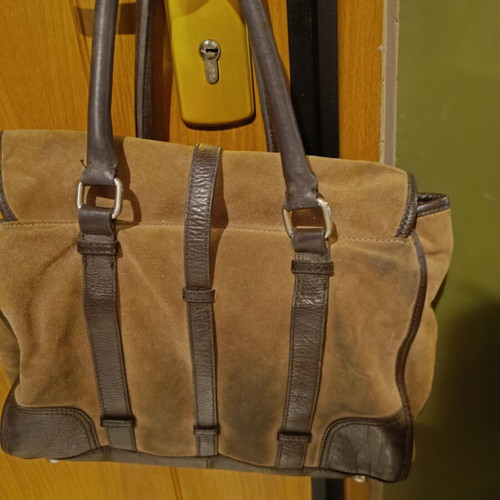 Zara leather handbag used, beige and brown