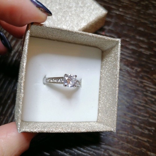 Steel solitaire ring new, silver color, size 7