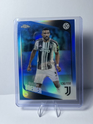 2025-26 Topps Chrome UEFA Club Competitions Gleison Bremer Blue #136/150 card