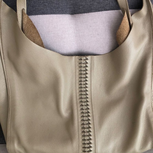 Park House leather large tote bag used, sand color