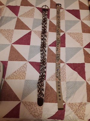Women's belts used, set of 2, beige and brown