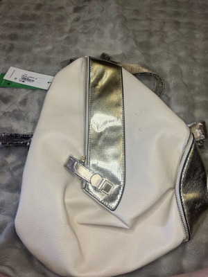 Verde backpack in beige and gold metallic