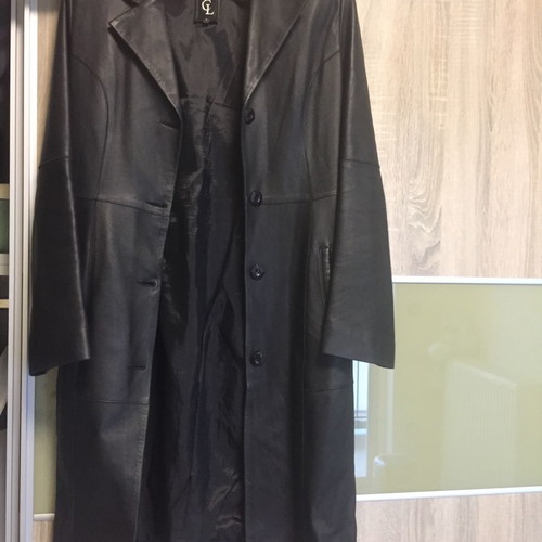 Leather coat used, black, size M
