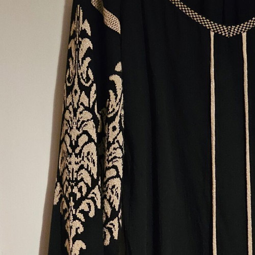 Aggel Knitwear Black Long Dress New With Gold Embroidery