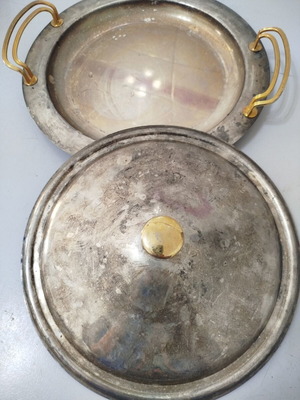 Silver-plated covered tray used