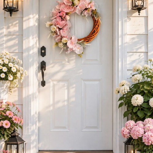 Handmade wreath with premium class artificial orchid flowers