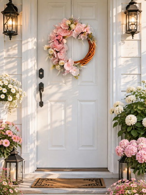 Handmade wreath with premium class artificial orchid flowers