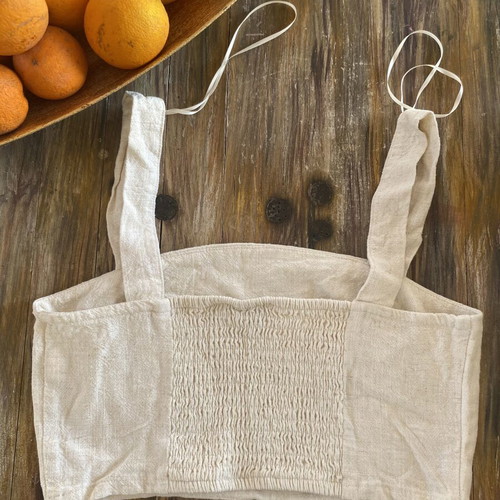 Stradivarius crop cream top new, size small, linen texture