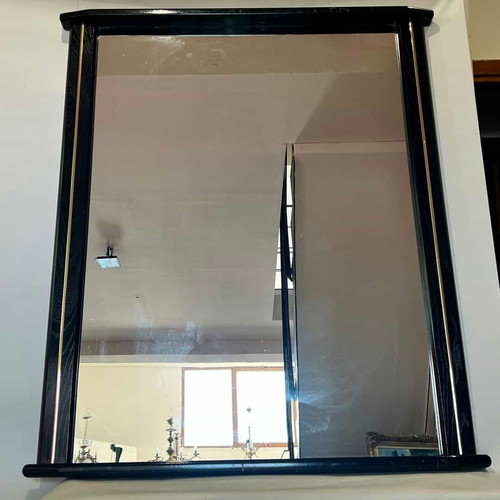 Wall mirror used, black with gold details 105x90
