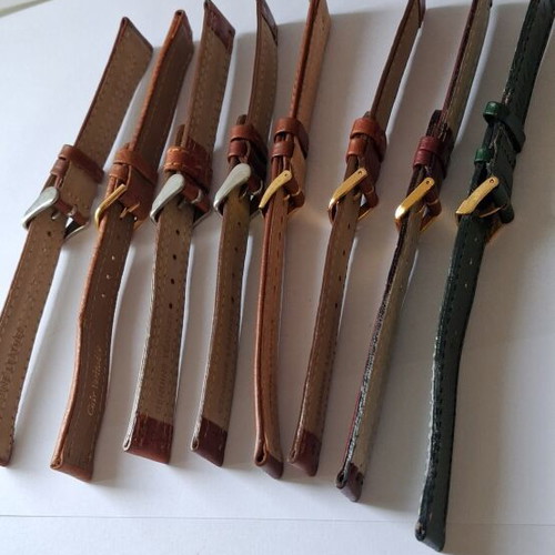 Luxury leather watch straps set of 8, like new, 18 mm and 20 mm