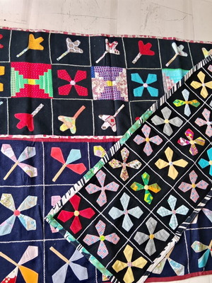 Παραδοσιακά χειροποίητα μάλλινα χαλιά patchwork σαν καινούργια, σετ 3
