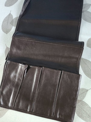Sofa remote control holder 4-slot leather like new brown