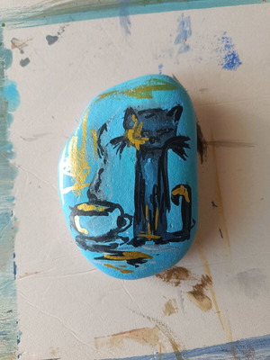 Painted stone new with acrylic colors