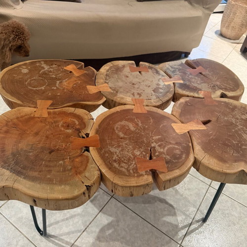 Handmade solid wood coffee table with butterfly joints