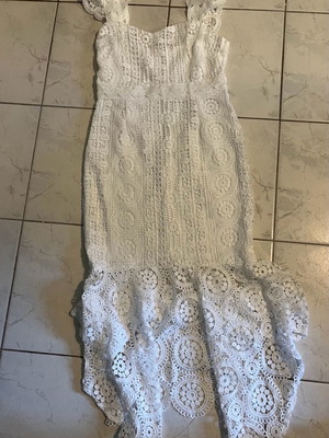 White lace dress new with asymmetric hem, size S