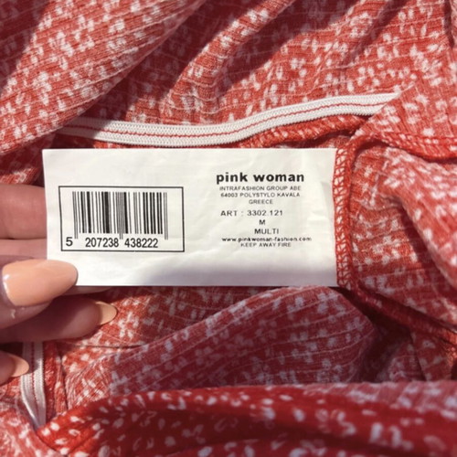 Pink Woman floral jumpsuit, medium, red and white