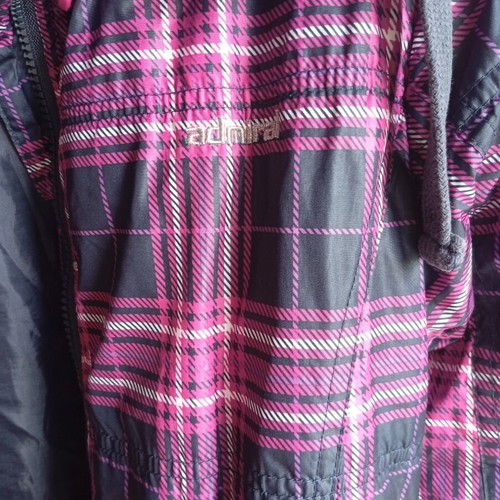 Admiral plaid women's jacket Large like new with hood and fur