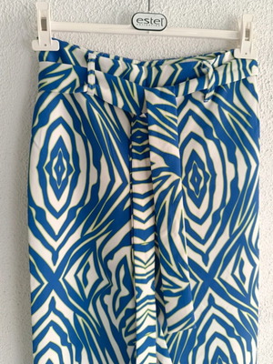 Animal print pants, medium large, blue turquoise