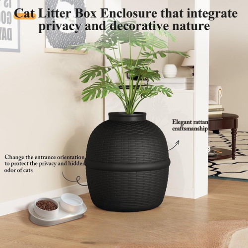 Cat litter box with plant and scoop, new