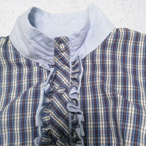 Kocca plaid bodysuit shirt Small new, blue and white