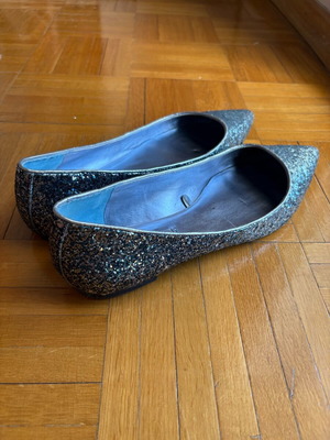 Zara ballerinas with blue glitter like new, size 38