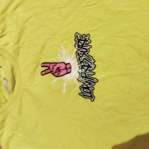 Ανδρικό κοντομάνικο tshirt σαν καινούργιο, ροζ και κίτρινο, μέγεθος L