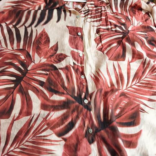 Urban women's semi-transparent blouse with tropical print, like new, one size
