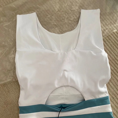 Quavino Athletic Bustier Top New, White Blue, Small